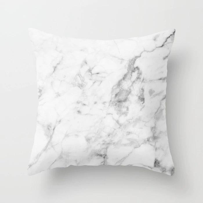 New Sofa Pillowcase, Marble Pattern Peach Leather Velvet Material Pillowcase, Soft