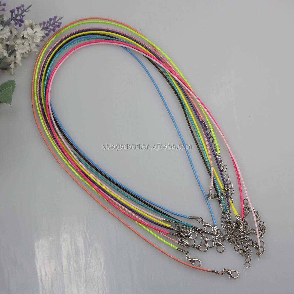 100 Pcs/lot Leather Chains Bracelet Pendant Charms With Lobster Clasp DIY Jewelry Making Findings String Cord 1.5 mm