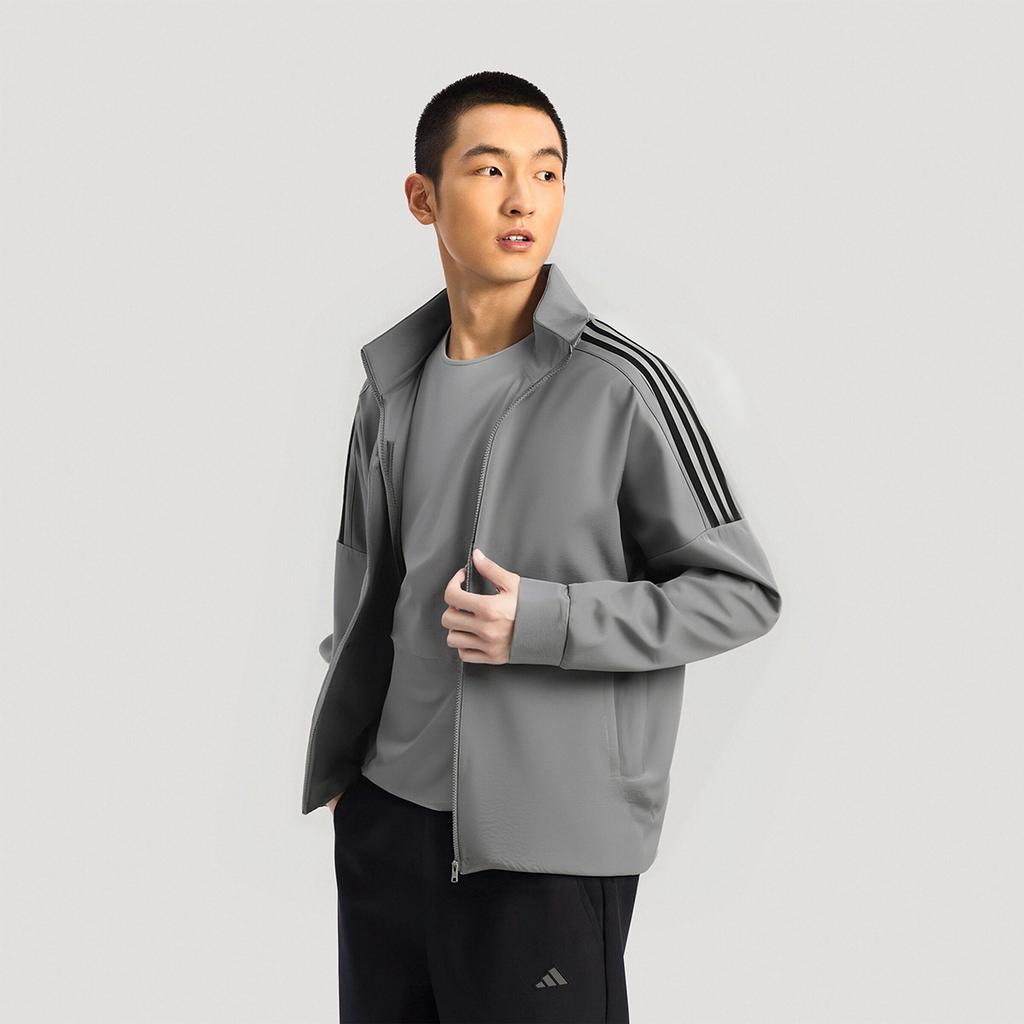 adidas Классическая спортивная куртка с тремя полосками, удобная, повседневная, с воротником-стойкой, унисекс, серая TR30JR2CS-GYB