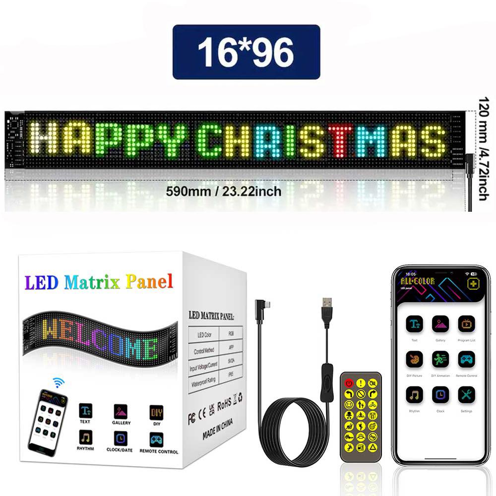 Dynamic Devil's Eye Truck Windshield Scrolling Advertising LED Car Sign RGB DIY App Control LED Panel Flexible Display Light