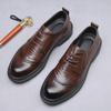 Men's Genuine Leather Business Formal Derby Shoes, Breathable Round Toe Lace-Up for Wedding & Casual Wear.