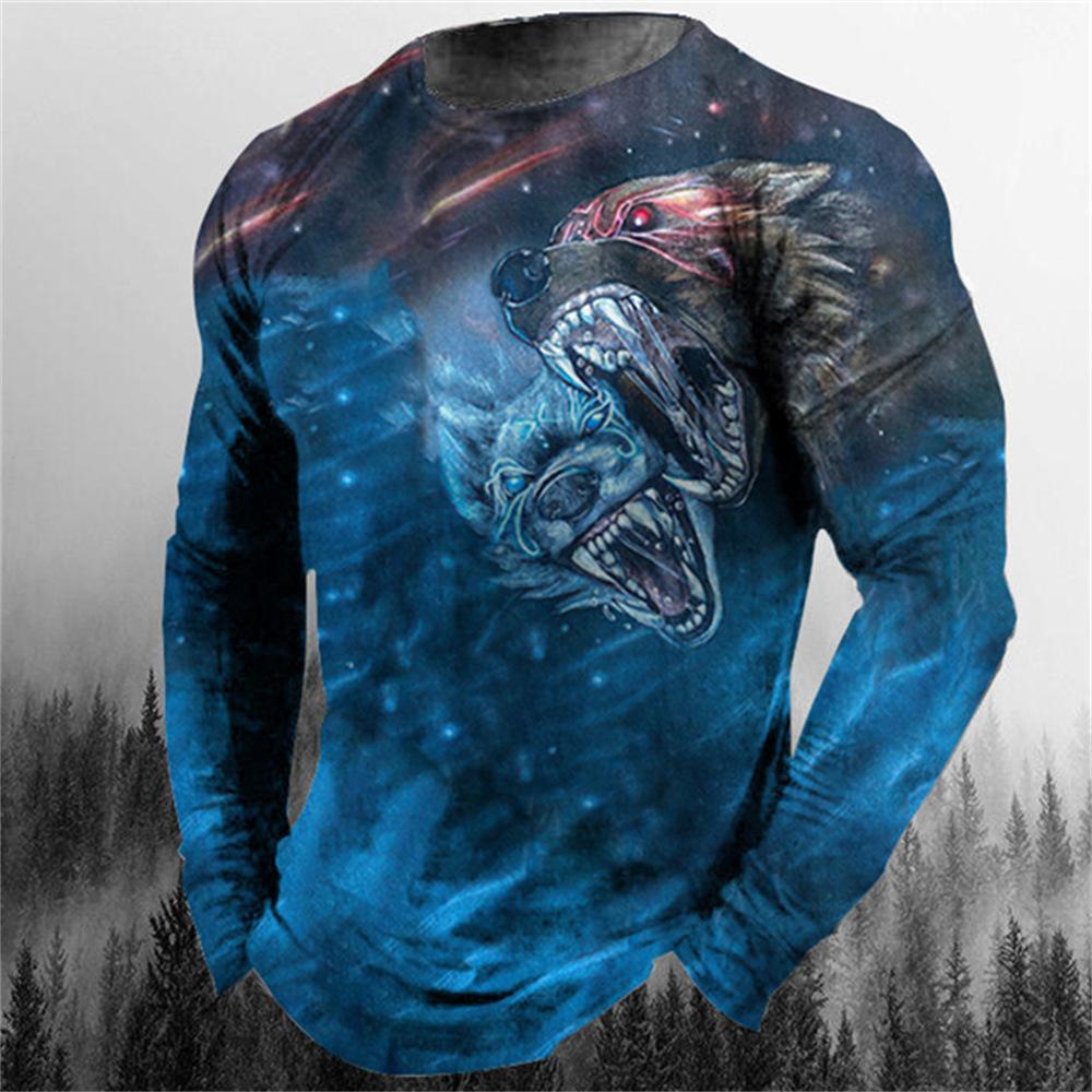 Мужская модная футболка с изображением животного-аватара, 3D-цифровая печать, трендовая крутая футболка с длинным рукавом и круглым вырезом