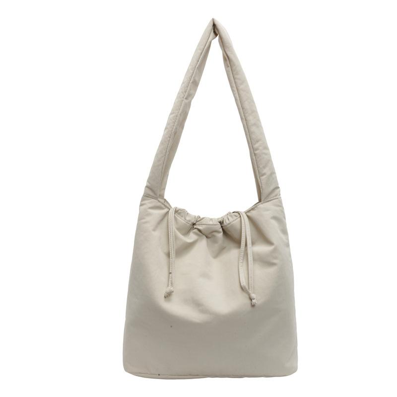 Large Capacity Tote Bag Women's Waterproof Nylon Bag Plus Cotton Soft Waxy Single Shoulder Bag Commuter Student Crossbody Bag