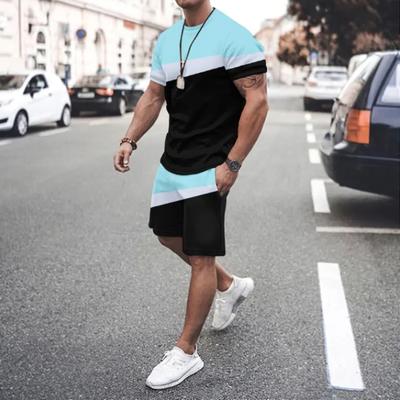 Мужской спортивный костюм, комплект из 2 предметов, летний однотонный спортивный гавайский костюм, футболка с короткими рукавами и шорты, повседневная модная мужская одежда