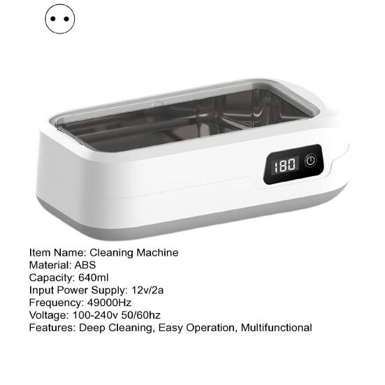 Yousheng Ultrasonic Cleaning Machine 49000Hz Wave Deep Clean 640ml Stainless Steel Sink 4 Modes Glasses Jewelry Daily Item Cleaner