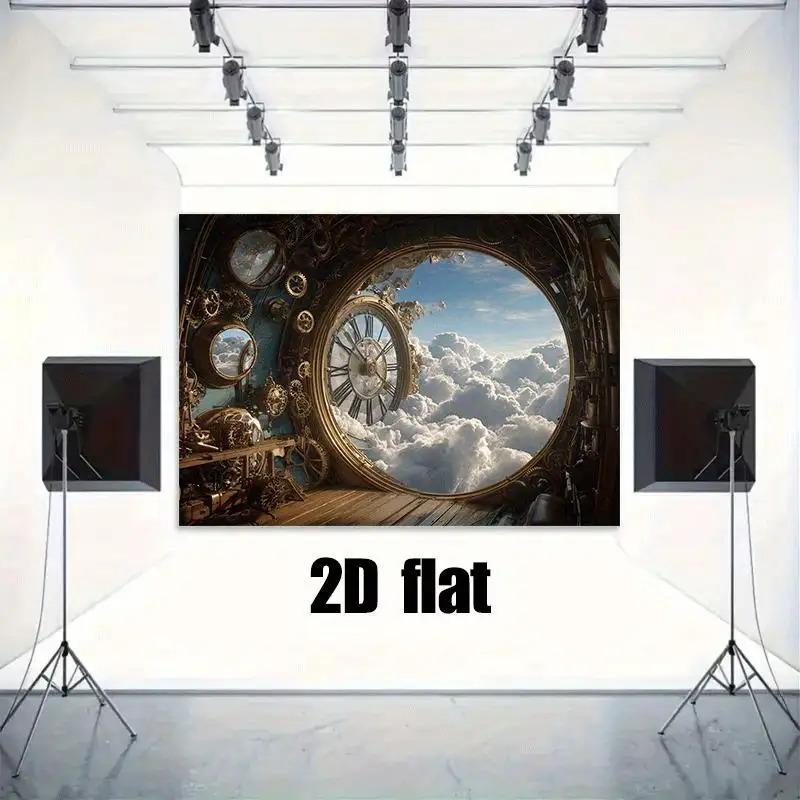 Steampunk Uhrwerk-Zahnräder Wandteppich Viktorianische Zahnräder Fantasy-Himmel Dekor Polyester Heimdekoration Kunstdruck Wandbehang