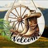 Garden Decoration, Wooden Hanging Decorative Signs, "WELCOME" Logo, Boot Pattern, 2D Graphic Products, Housewarming Gifts for Friends