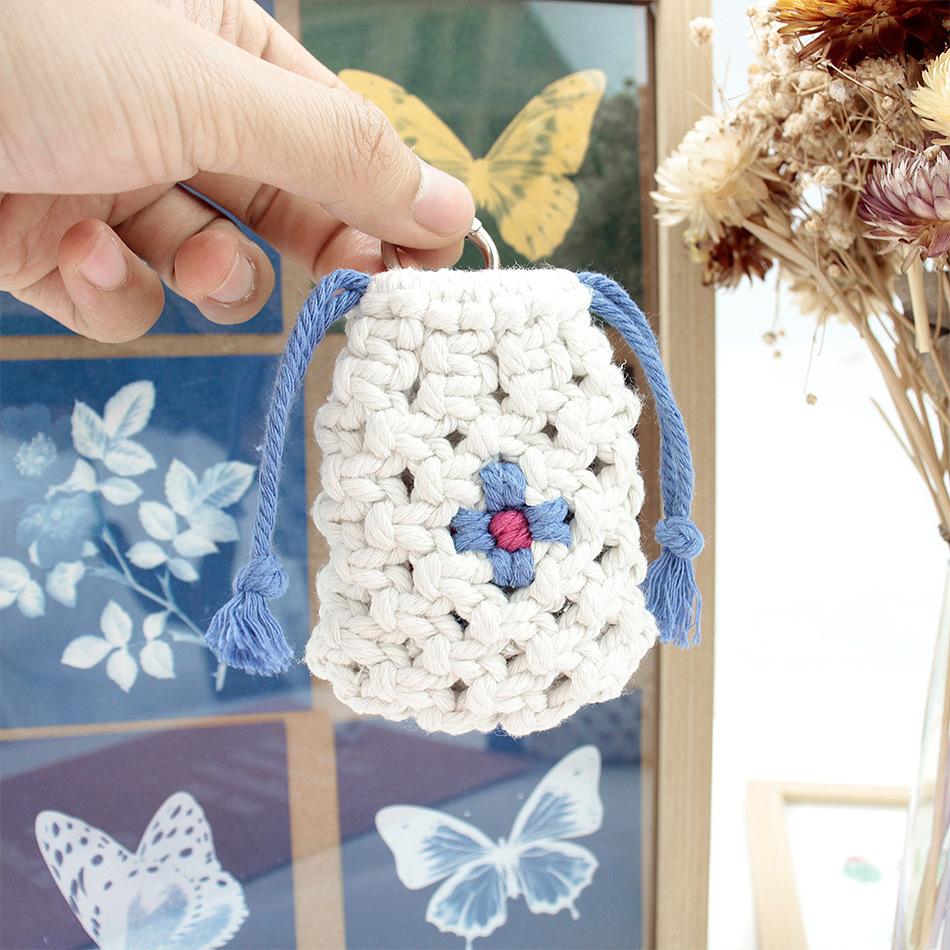Daisy Macrame Kit Polyester Earphone Case DIY Small Portable Earphone Pouch Festival Gift for Beginners Tutorial