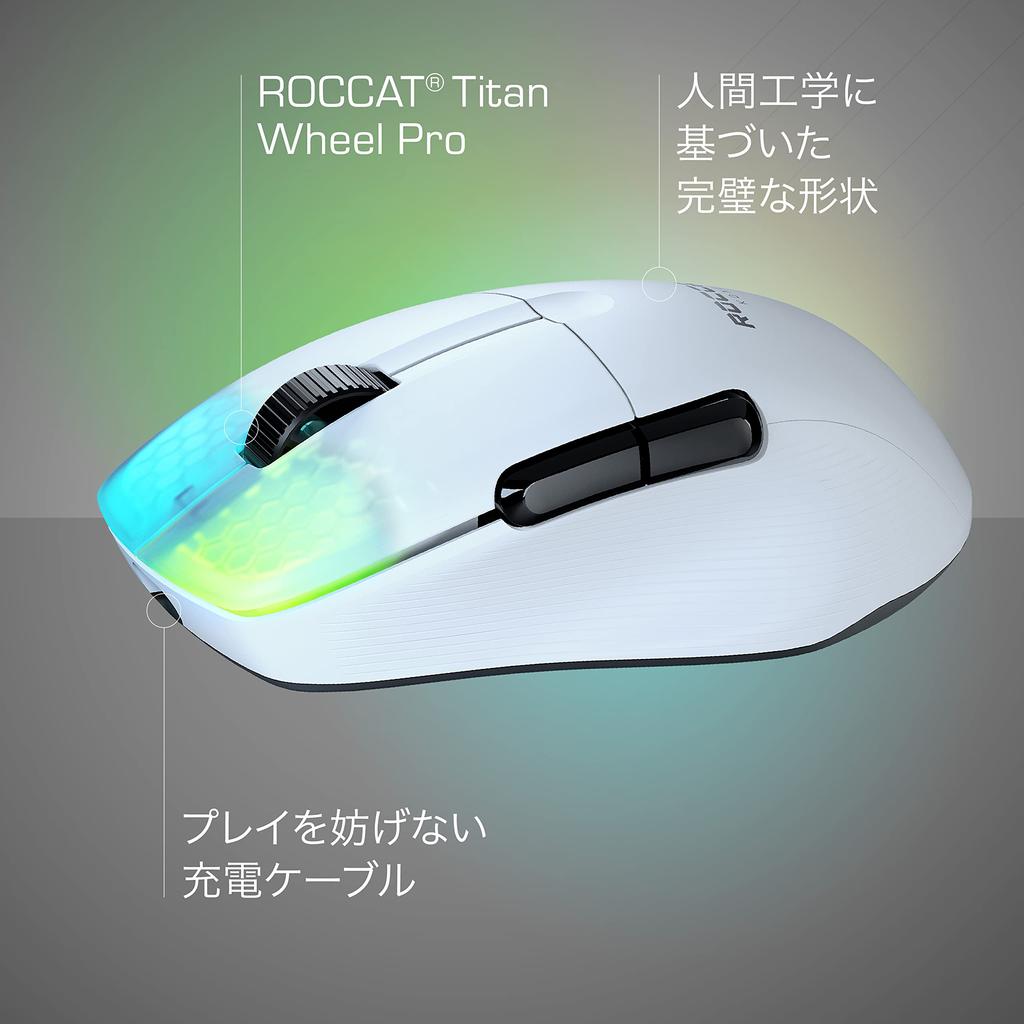 ROCCAT Gaming Mouse Kone Pro Air Wireless German Design 2.4GHz/Bluetooth White/White Optical/19K/Optical Switch/Side Button/Lightweight