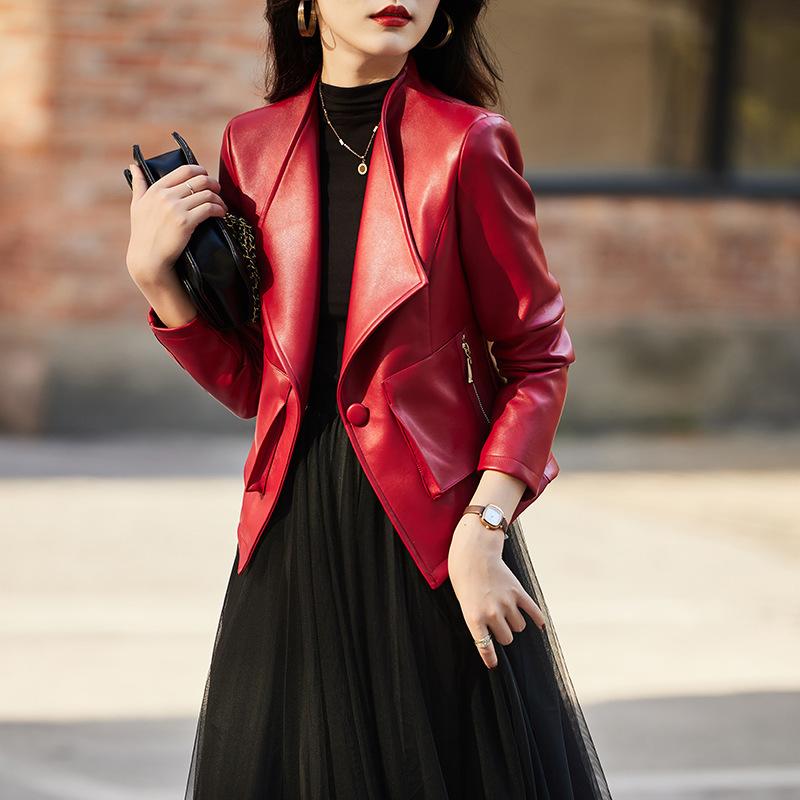 Fashionable Genuine Leather Jacket for Women Spring and Autumn New Style Sheepskin Leather Jacket Slim Fashionable Top Trendy