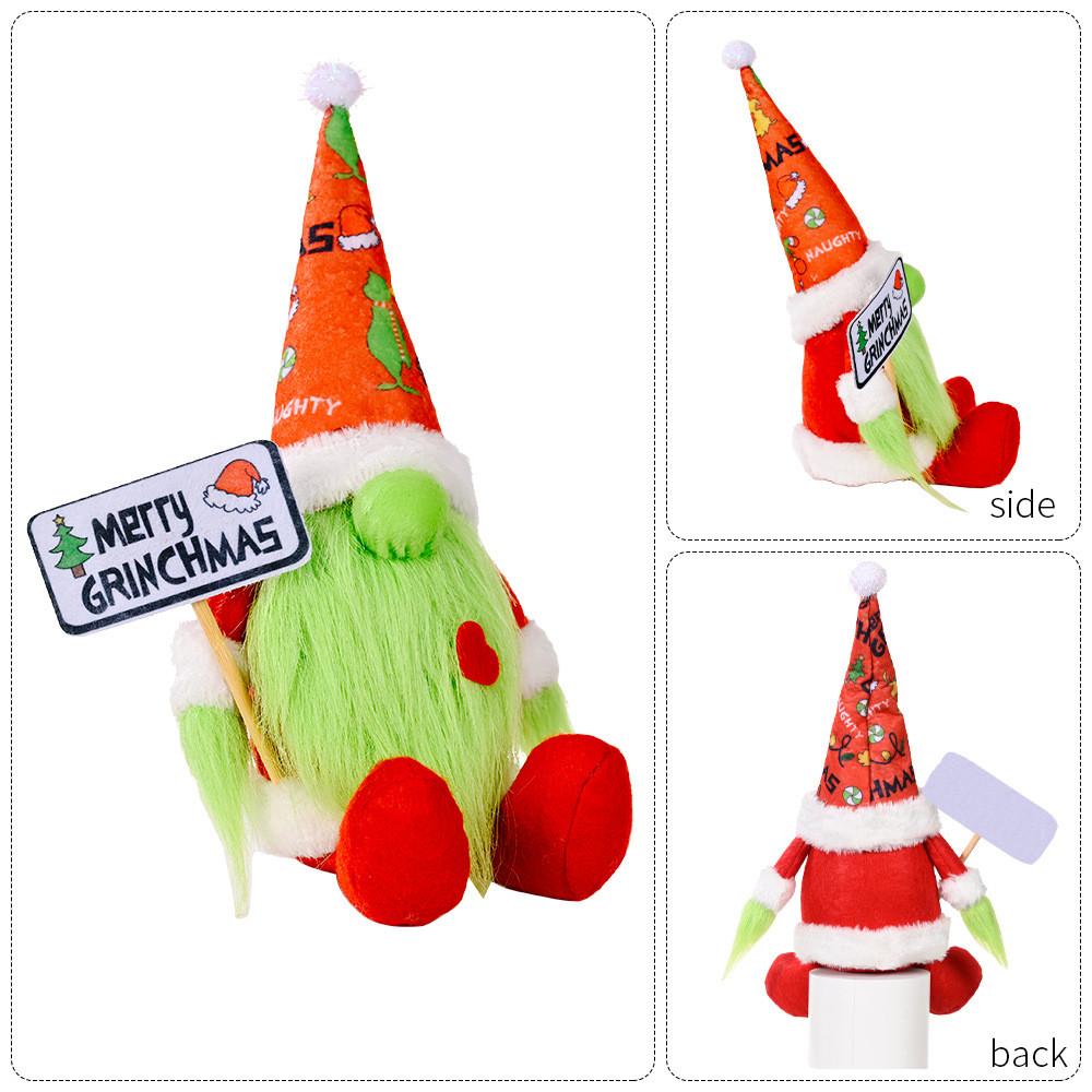 Adorable Grinch Sitting Plush Doll Green Furry Monster Holiday Decoration Toy