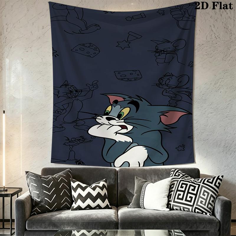Tom Jerry Classic Adventure Tapestry Wallmounted Fashion Print Work Of Art Background Cloth Wall Decoration