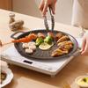 Outdoor BBQ Grill Pan Korean Round Maifan Stone Non-Stick Cooker Frying Pan Barbecue Tray Roast Plate Griddle Camping Equipment