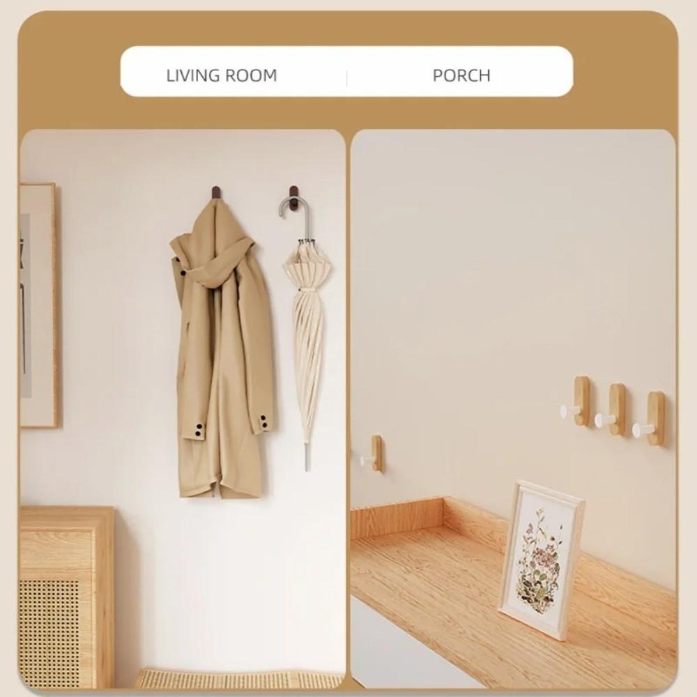 No-drill Wood Wall Hooks Self Adhesive Key Holder Multi-Purpose Mounted Hooks Home Storage Use