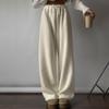 Women's Warm Shaker Velvet Elastic Waist Drawstring Solid Color Casual Pants