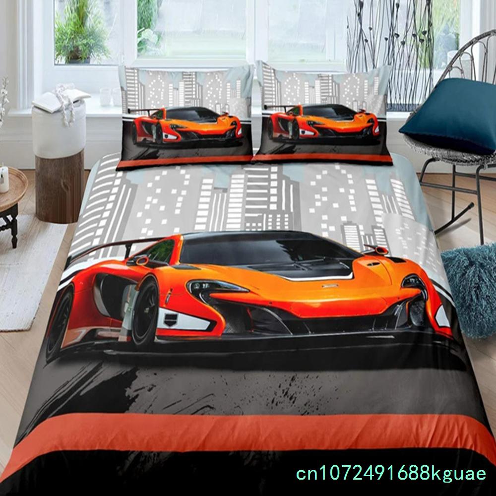 Пододеяльник с изображением гоночной машины King Queen Cool Speed Racing, комплект постельного белья для подростков и мужчин, черный спортивный автомобиль, пододеяльник из полиэстера