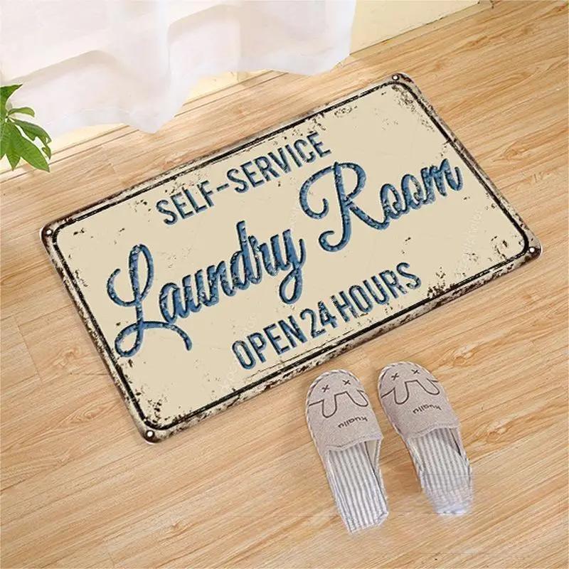 Laundry Room Printed Carpet Non-Slip Soft Entryway Foyer Bedroom Entrance Doormat Laundry Room Floor Mats Home Decoration