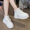Leather casual board shoes spring and autumn new muffin platform short sports ins trendy high-top shoes