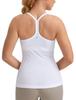 CRZ YOGA Yoga Tank Sports Ribbed Fitness Size 1XL Women's Top, Camisole, Quick-Drying, Knit, Padded, Y-Back, Top, White,