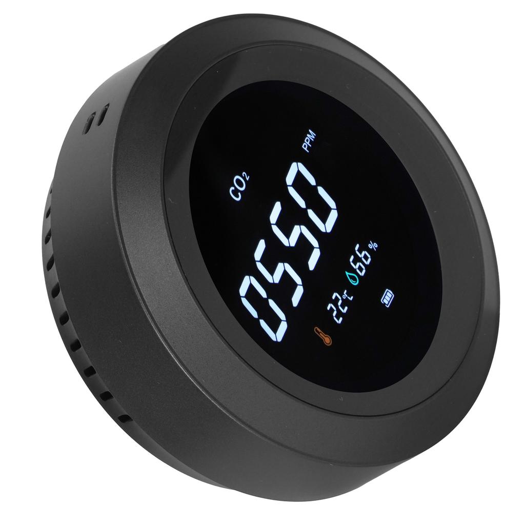 Многофункциональный портативный детектор качества воздуха CO2, монитор температуры и влажности, черный