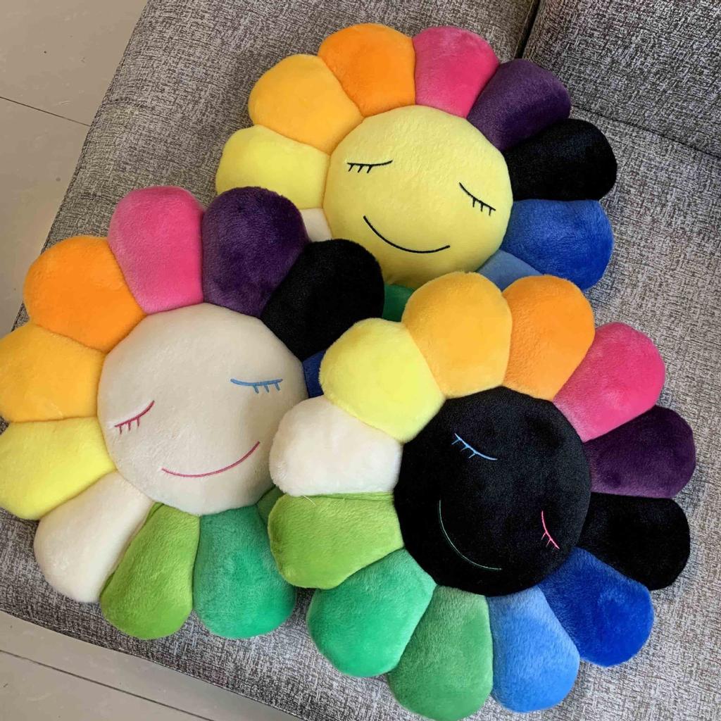 Яркая и красочная 40-сантиметровая плюшевая подушка в виде радужного цветка Такаси Мураками для детей