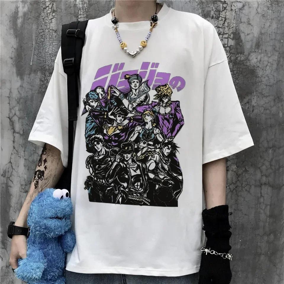 Графическая футболка Jojo Bizarre Adventure Футболка Женская Япония Аниме Летняя футболка Каваи Оверсайз Унисекс Мультяшная Женская Манга