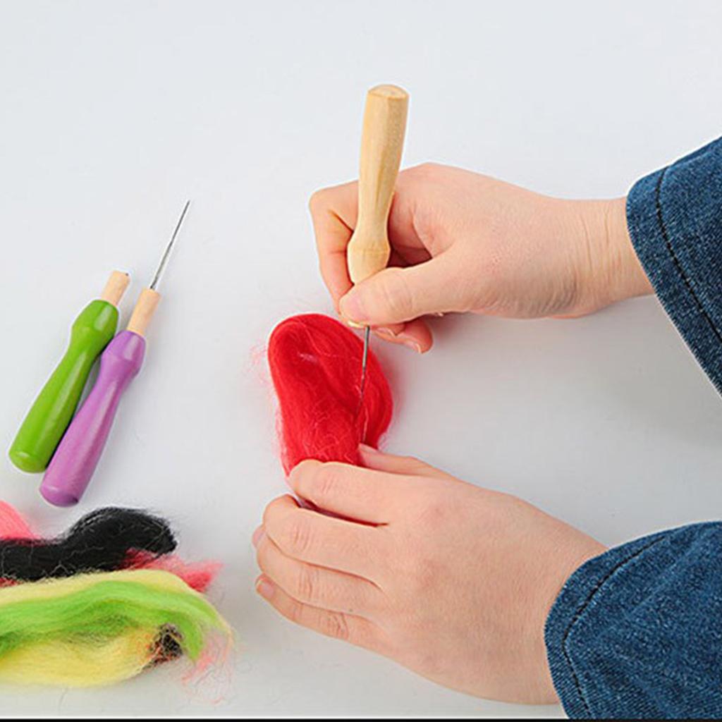 Инструмент для фелтинга с несколькими/одной иглой с/без зазубренной иглы для войлочных животных и узоров, держатель для игл для фелтинга, деревянная ручка