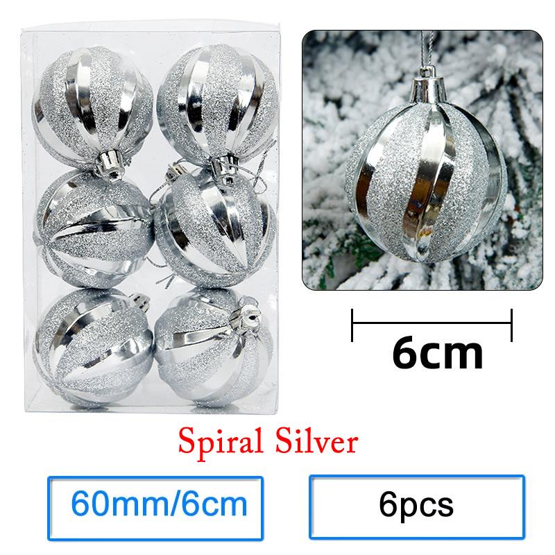 6pcs/Lot 6cm/2.4Inch Christmas Tree Decoration Color Hollow Balls Ornaments Hang Bauble Ball For Home Bar Party Decoration