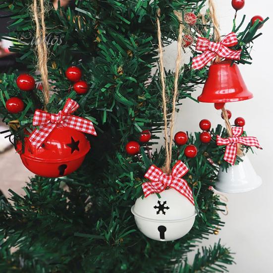 10 шт. Рождественские колокольчики, украшения для рождественской елки, подвесные колокольчики с шишками, бант из ягод падуба, праздничные принадлежности для вечеринок