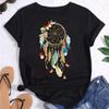 Women Fashion T Shirt Girl Harajuku Feather Printing Graphic Tees Shirt Femme Dream Catcher Women's T-shirt Clothes Tops