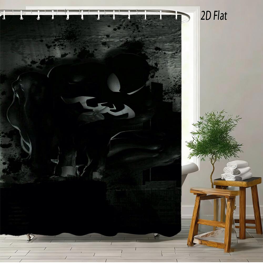 Spider-Man Red Web Pattern Waterproof Shower Curtain For Superhero Bathroom Decor