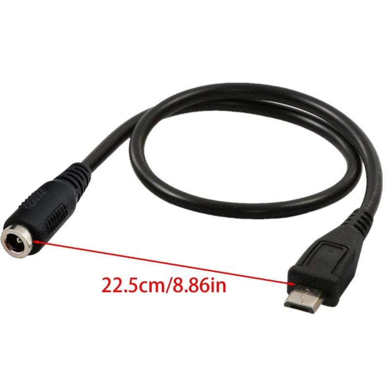 Practical 3.5x1.35mm/5.5x2.1mmDC Female to Micro USB Charger Cable Wide Compatibility Copper Core Wire 25cm/9.84in
