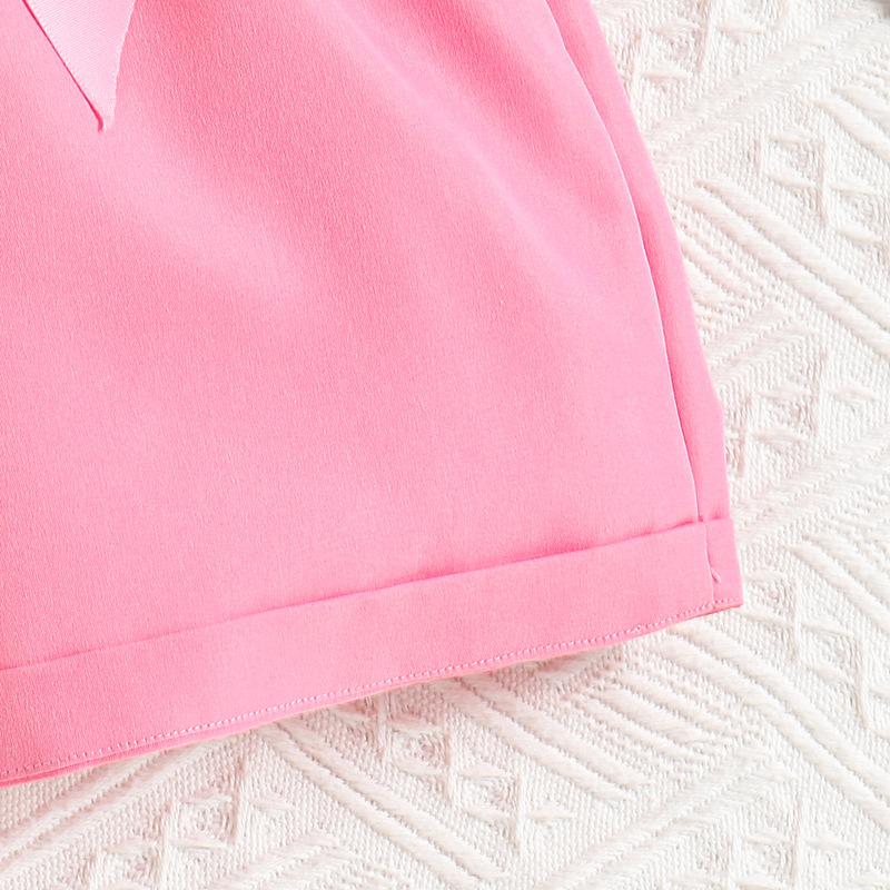 Одежда для девочек 6-12 лет. Детская одежда. Летняя детская одежда. Новый комплект: топ с короткими рукавами в горошек + шорты.