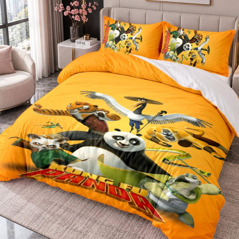 Kung Fu Panda 3Pcs Bedding Set Duvet Cover With Two Pillowcases For Bedroom Home Decoration