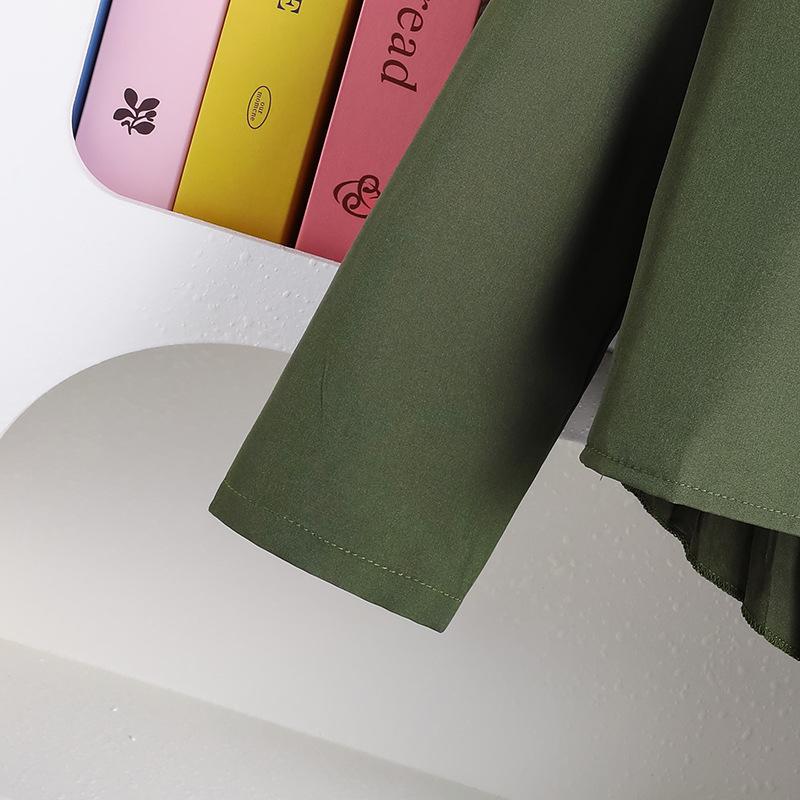 Девочка Осень Новая Мода Плиссированная Сзади Рубашка с Длинным Рукавом + Повседневный Комплект Длинных Брюк Детская Одежда