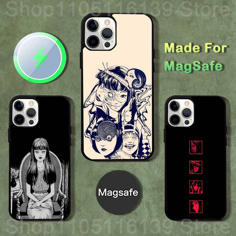 Чехол для телефона для iPhone 17,16,15,14,13,12,11,Pro,Max,Plus,Mini,SE4,E Комиксы J-Дзюндзи Ито T-Томиэ Магнитный Magsafe Беспроводная зарядка