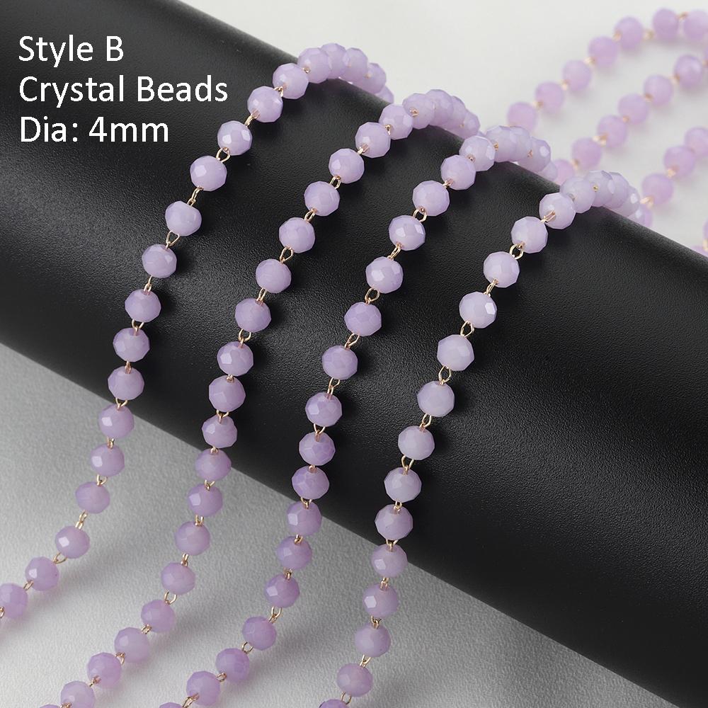 1Meter Colorful Glass Ball Beaded Chain Crystal Beads Necklace Body Chain Accessories for Jewelry Making Components DIY Supplies
