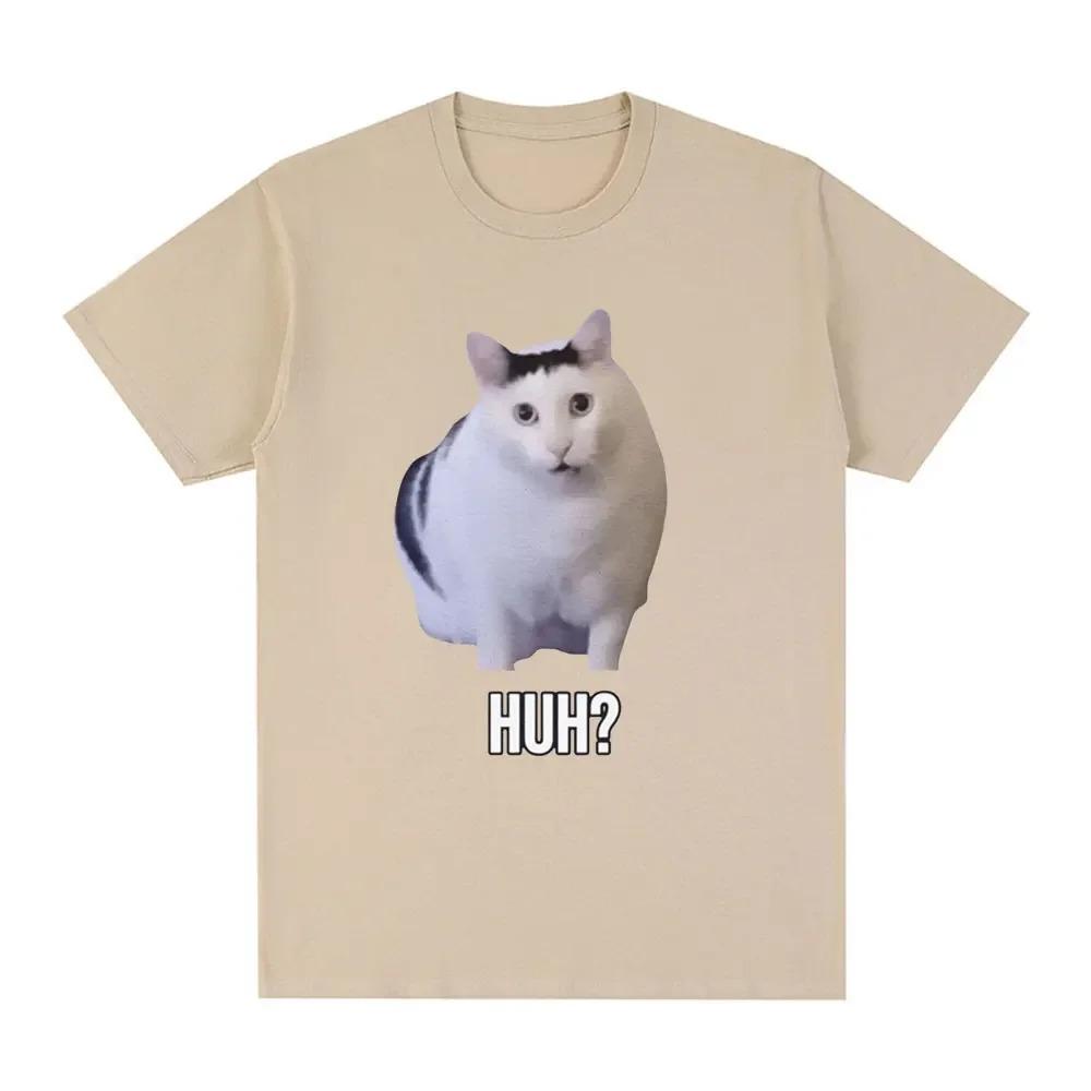 Cat Saying Huh? Funny Meme T-shirt Unisex Unisex Breathable Short Sleeve Oversized T Shirts Fashion Harajuku Tee Shirt