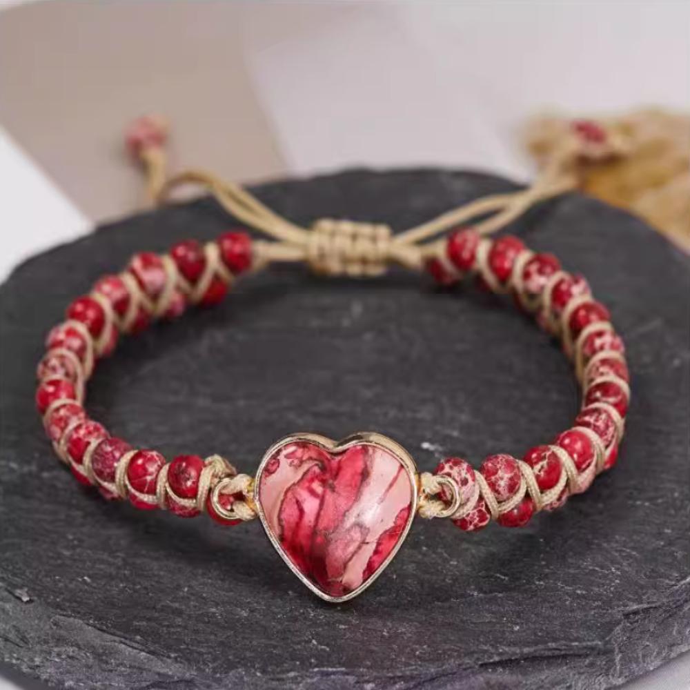 Colorful Stone Bohemian Braided Bracelets Retro Heart Bead Bangle Beads Weave Bracelets  Girls