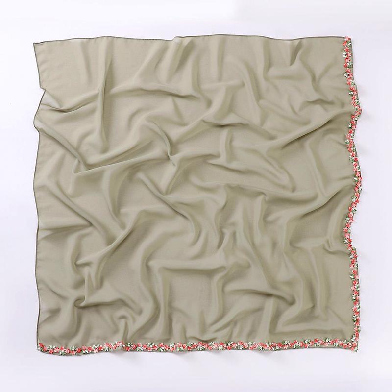 1 шт. головной убор, цветочная шаль, кружево, бисер, модный искусственный жемчуг, женский головной убор, мусульманский хиджаб, квадратный шарф, шифоновый тюрбан