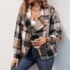 Women's Fashion Casual Fall Winter Plaid Print Long Sleeve POLO Neck Jackets & Coats