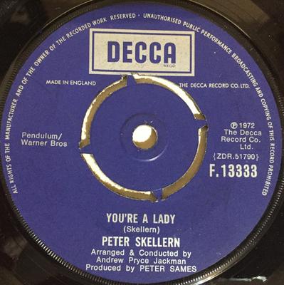 7-дюймовая пластинка PETER SKELLERN - You're A Lady / Manifesto F13333 DECCA 1972 UK Поп Б/у
