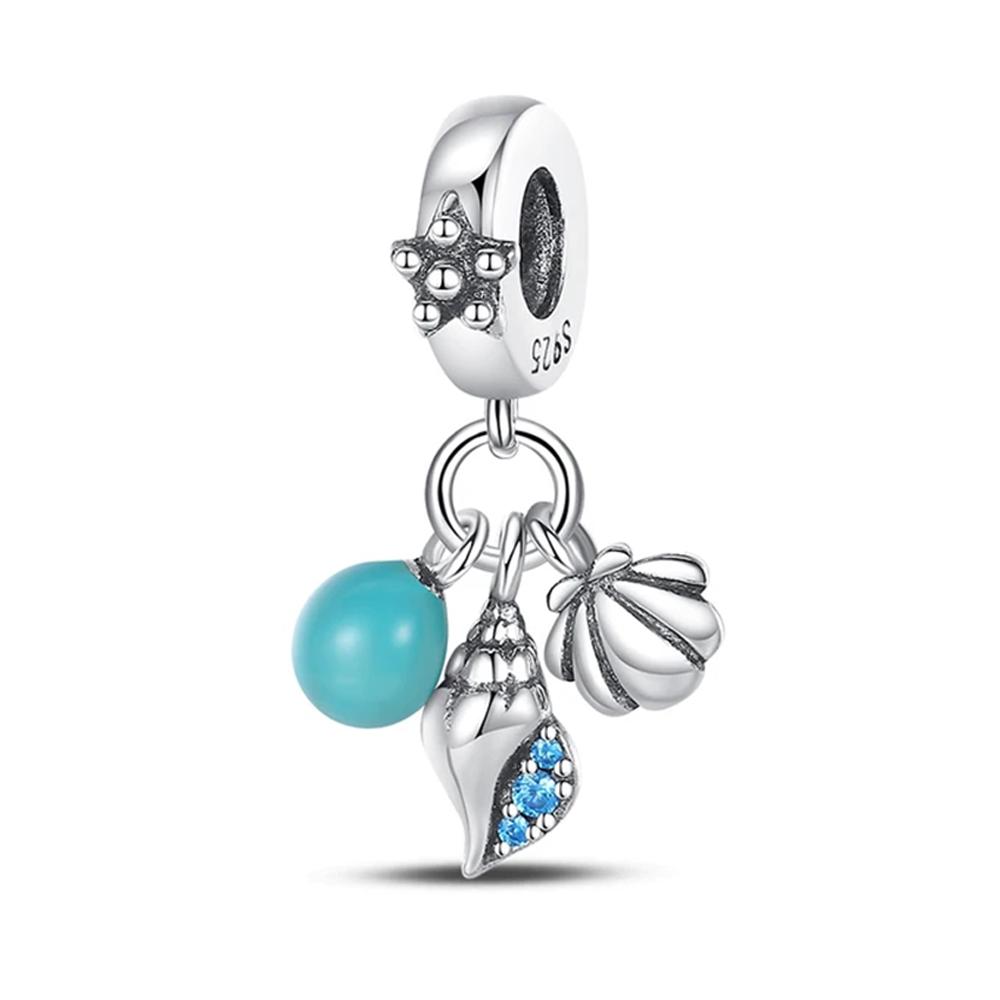 Новые Синие Морские Существа Ракушка Медуза Черепаха Акула Медная Подвеска-Шарм Подходит Для Оригинального Браслета DIY Женские Украшения