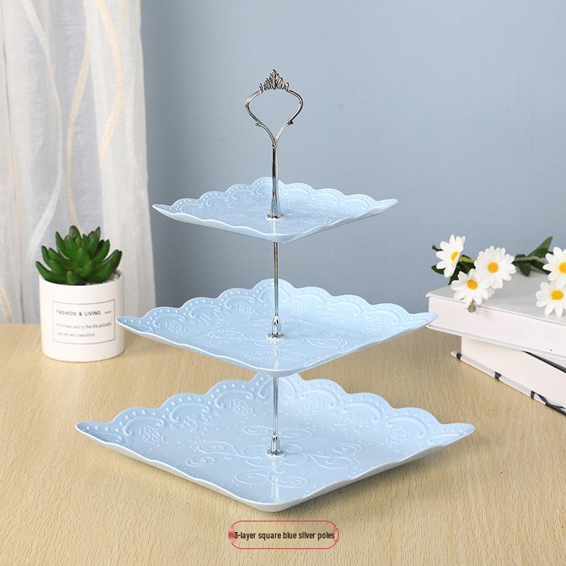 Трехъярусная подставка для торта к европейскому полуденному чаю - креативный многослойный пластиковый поднос для десертов и фруктовая тарелка