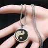Yin Yang Gossip Necklace for Women/Men Stainless Steel Silver Color Ba Gua Taichi Chain Jewelry