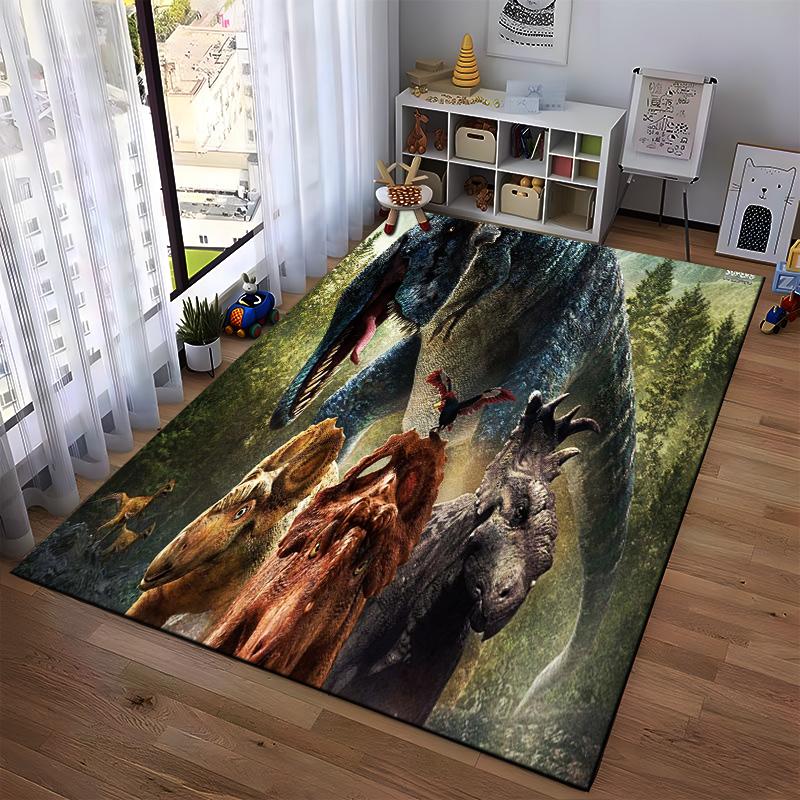 Dinosaurs and Prehistoric Creatures Forest Background Jurassic Style Carpet Design Suitable for use as an anti-slip1 for1room and bedroom sofas