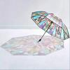 Retro Window Flower Pattern Transparent Umbrella Fully Automatic Opening and Closing Portable Travel Transparent Kids Umbrella