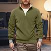 Мужской повседневный однотонный пуловер со стойкой, на одну треть молнии, с длинными рукавами, мужская флисовая утолщенная теплая толстовка
