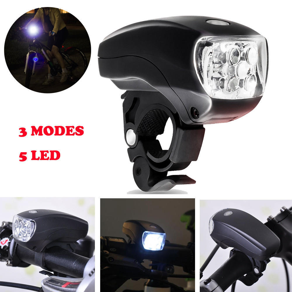 New Cycling Bike Bright 5 LED Front Light Lamp 3-Modes Torch
