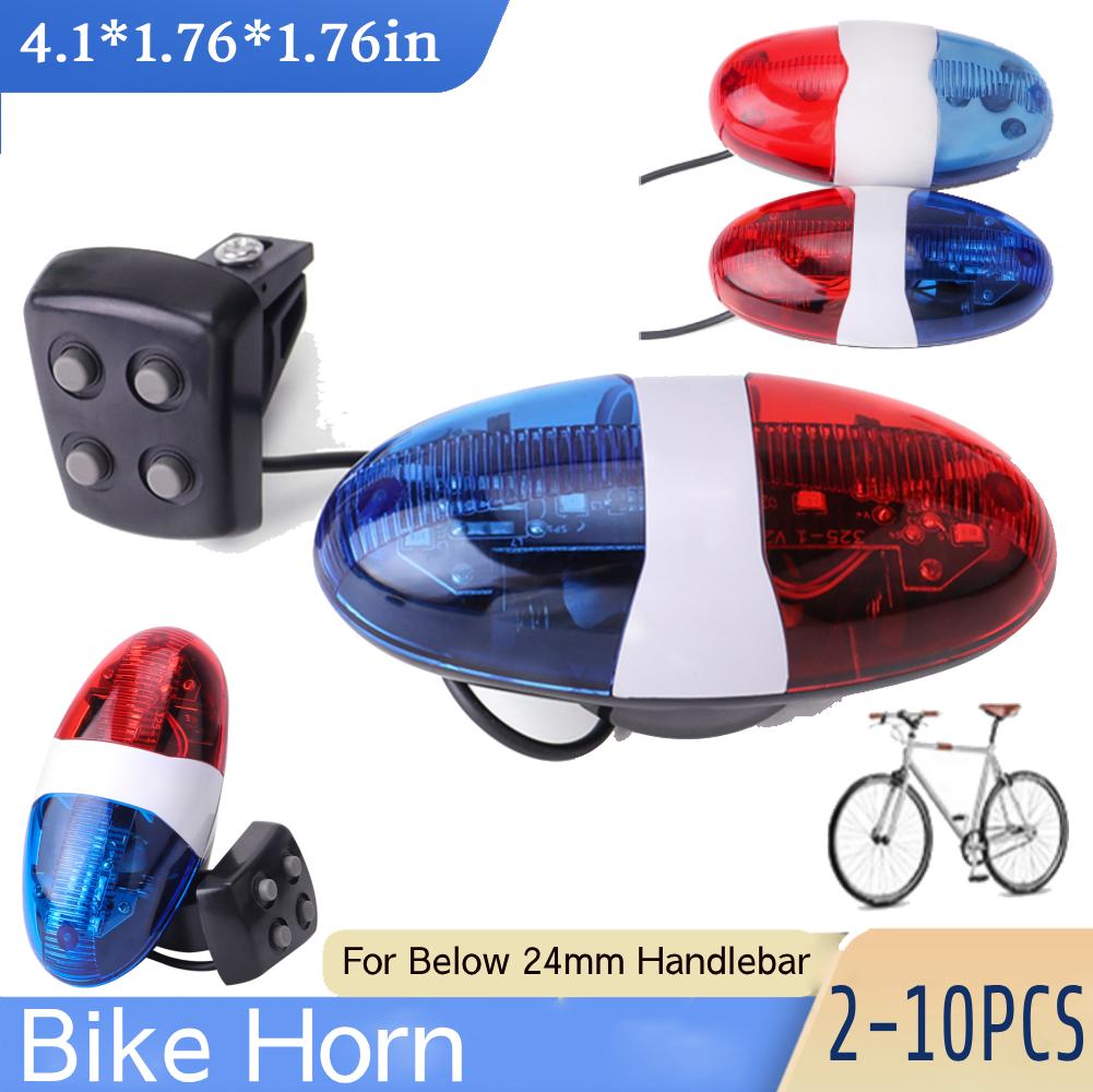 2-10PCS Bike Horn With Mounting Bracket Electric Bike Horn with Flashing LED Light Electronic Bell For Below 24mm Handlebar